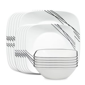 Corelle® Square Simple Sketch 18-piece Dinnerware Set, Service for 6