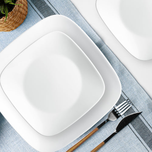 Corelle® Square™ Pure White 12-piece Dinnerware Set with Appetizer Plates, Service for 4 - Image 3