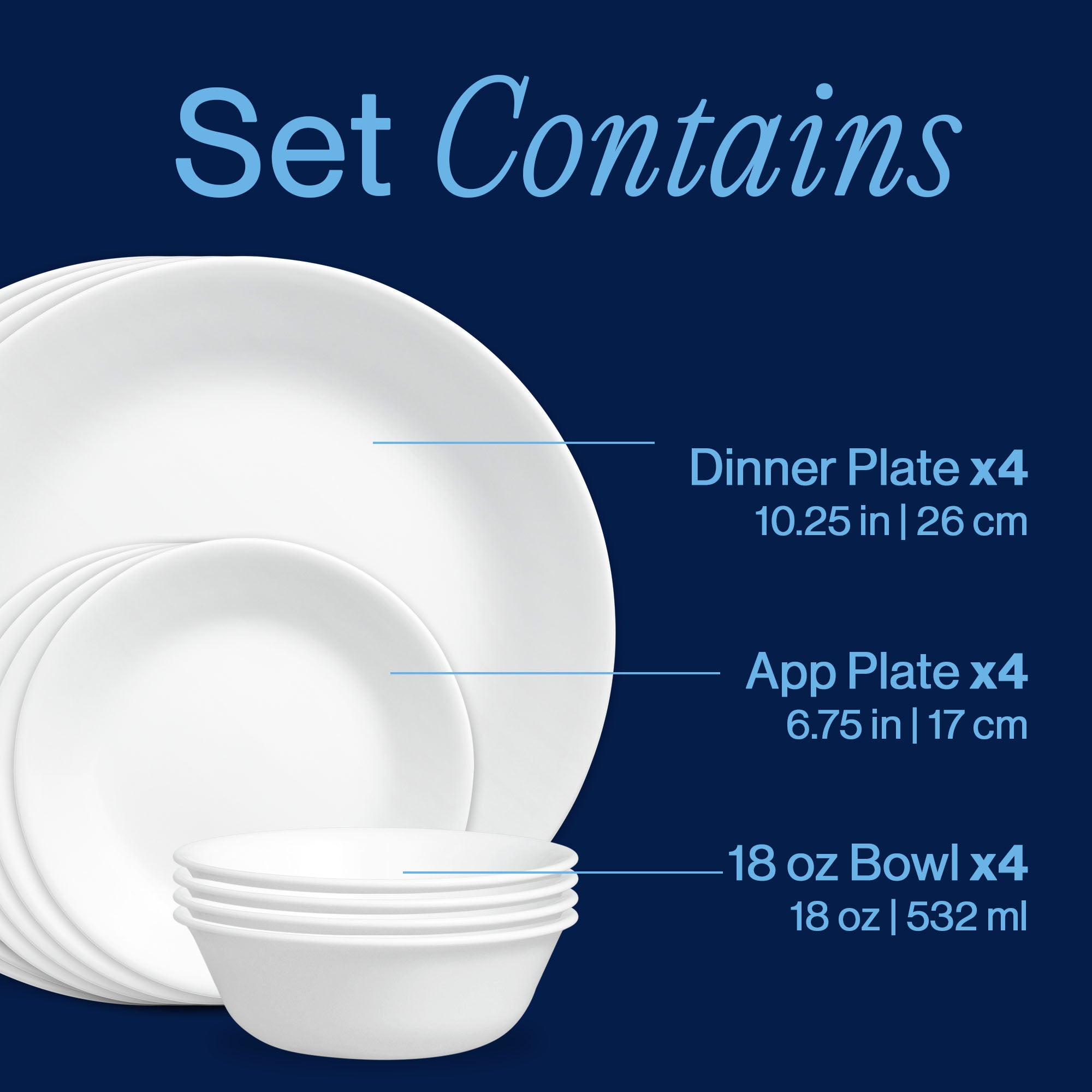 Corelle® Winter Frost White 12-piece Dinnerware Set, Service for 4 - Image 3