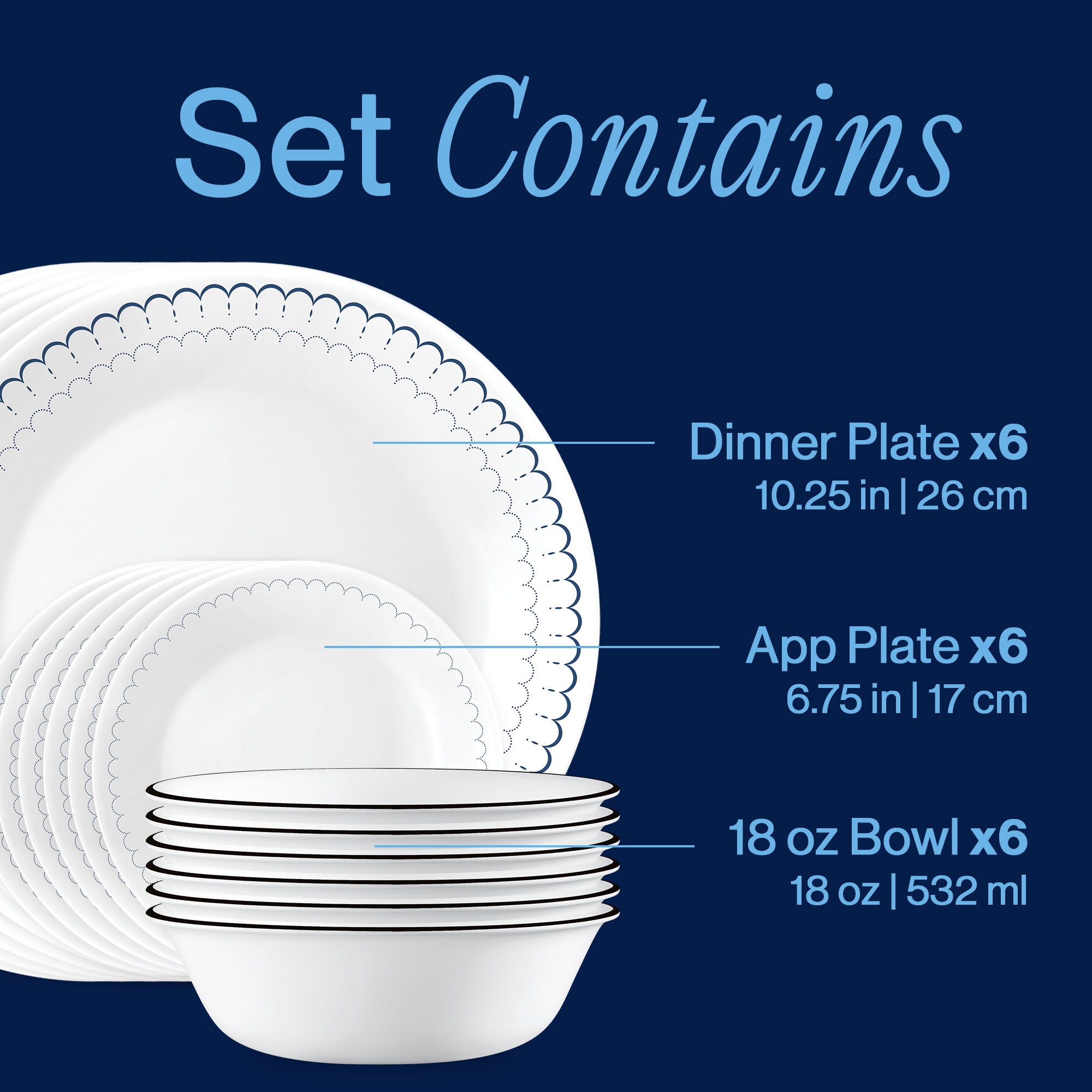 Corelle® Caspian Lace 18-piece Dinnerware Set, Service for 6 - Image 3