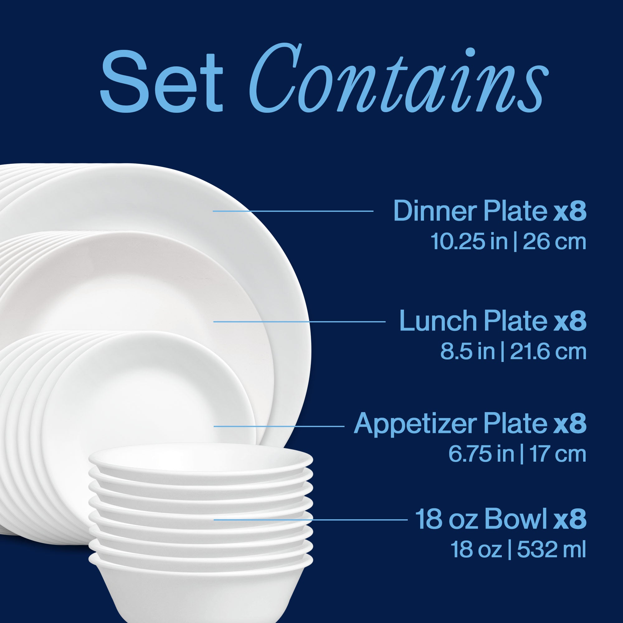 Corelle® Shimmering White 32-piece Dinnerware Set, Service for 8 - Image 3