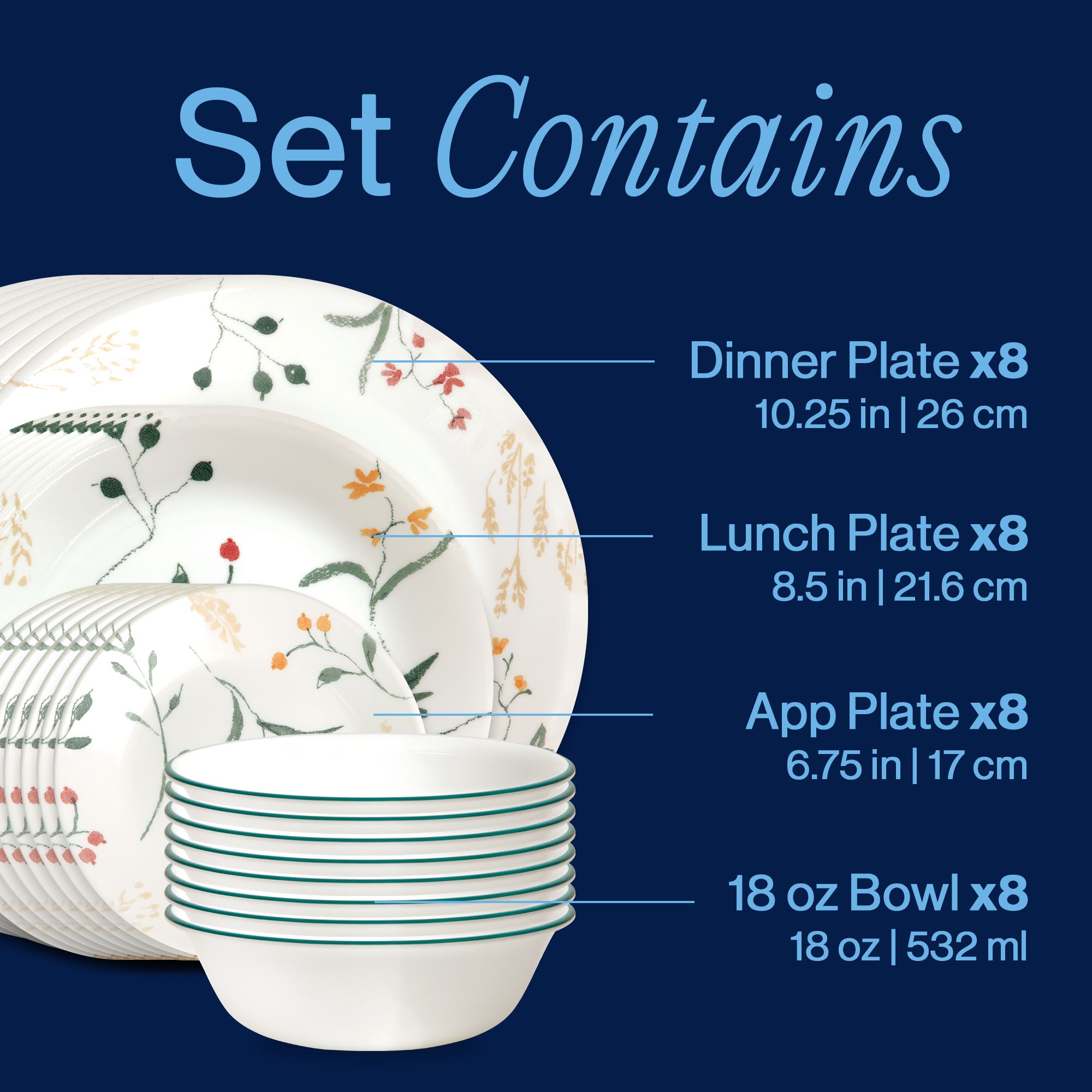 Corelle® Wildflower Scatter 32-piece Dinnerware Set, Service for 8 - Image 3
