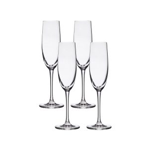 Lucaris Bangkok Bliss Champagne Flute Glasses (4-Pieces), 6-ounce, Dishwasher Safe, Lead-free Crystalline