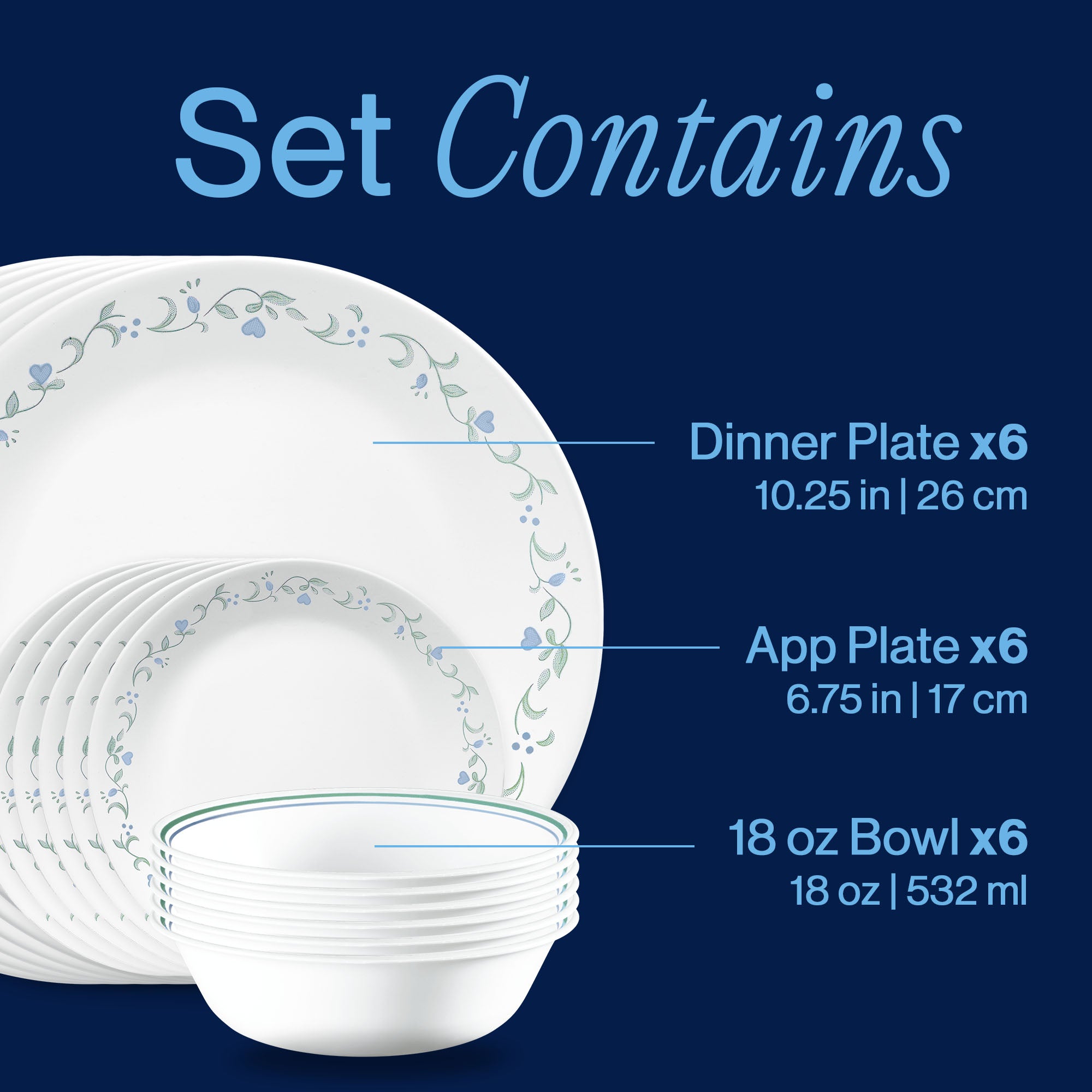 Corelle® Country Cottage 18-piece Dinnerware Set, Service for 6 - Image 3