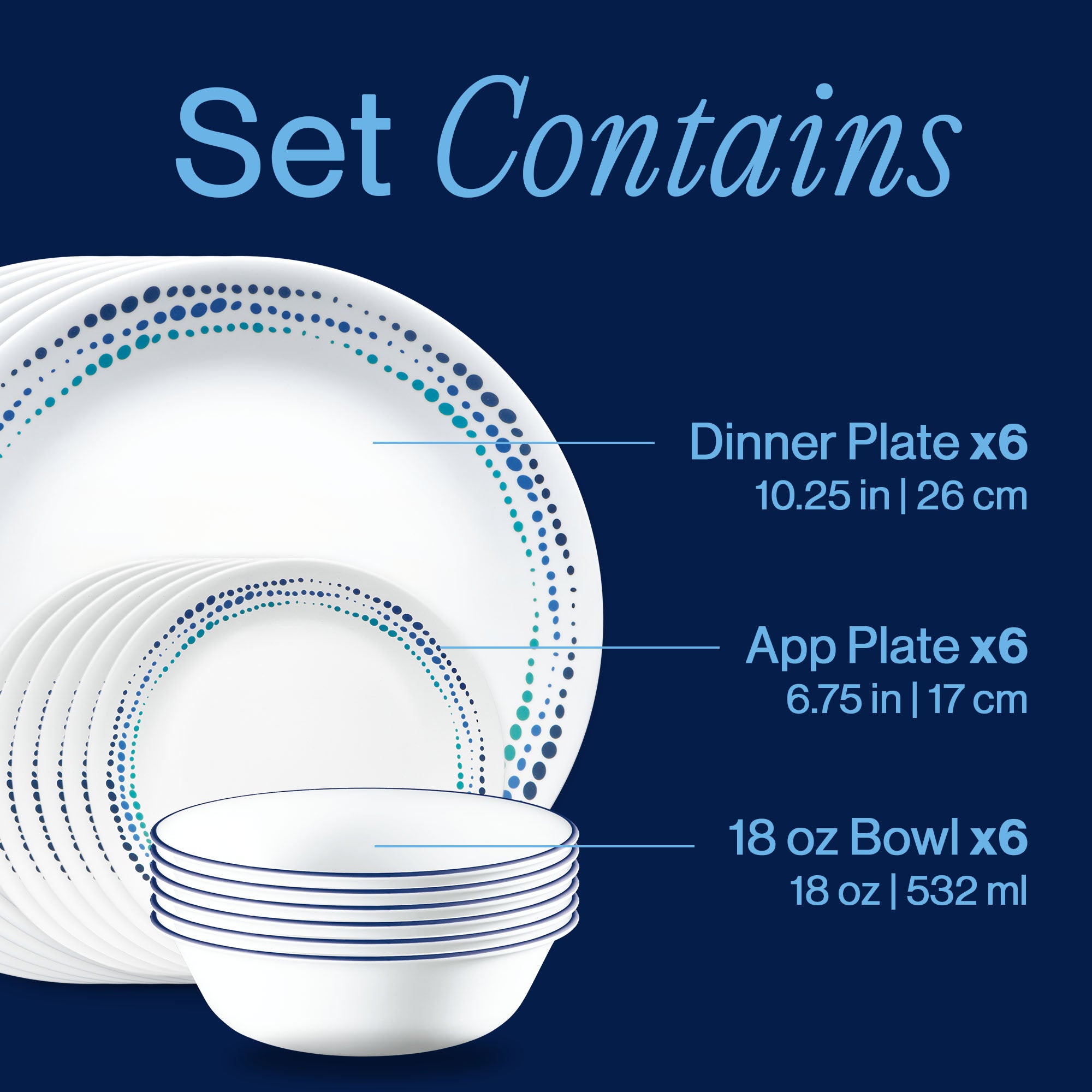 Corelle® Ocean Blues 18-piece Dinnerware Set, Service for 6 - Image 3