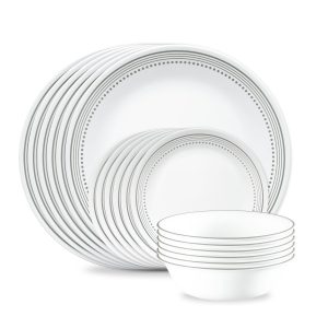 Corelle® Mystic Gray 18-piece Mugless Dinnerware Set, Service for 6