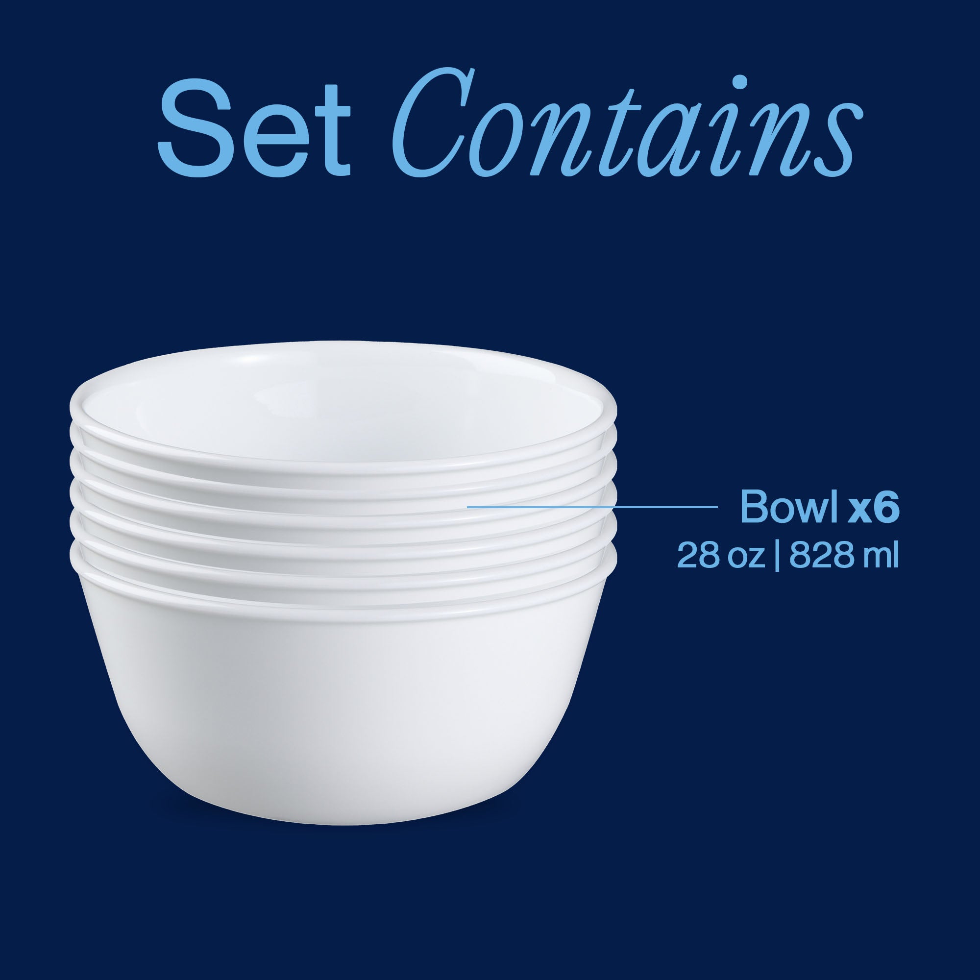 Corelle® Winter Frost White 28-ounce Large Soup Bowls, 6-pack - Image 3