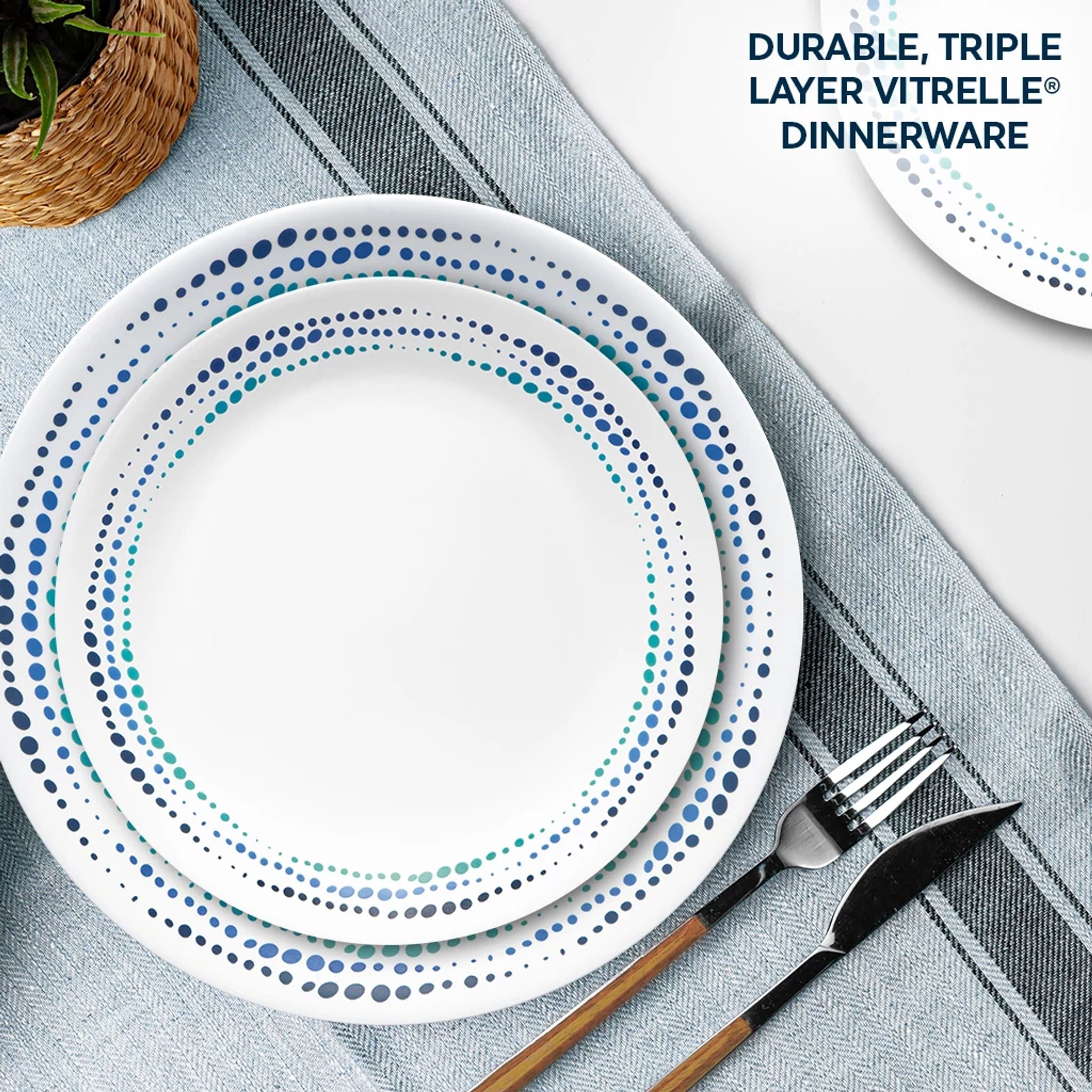 Corelle® Ocean Blues 16-piece Mugless Dinnerware Set, Service for 4 - Image 4