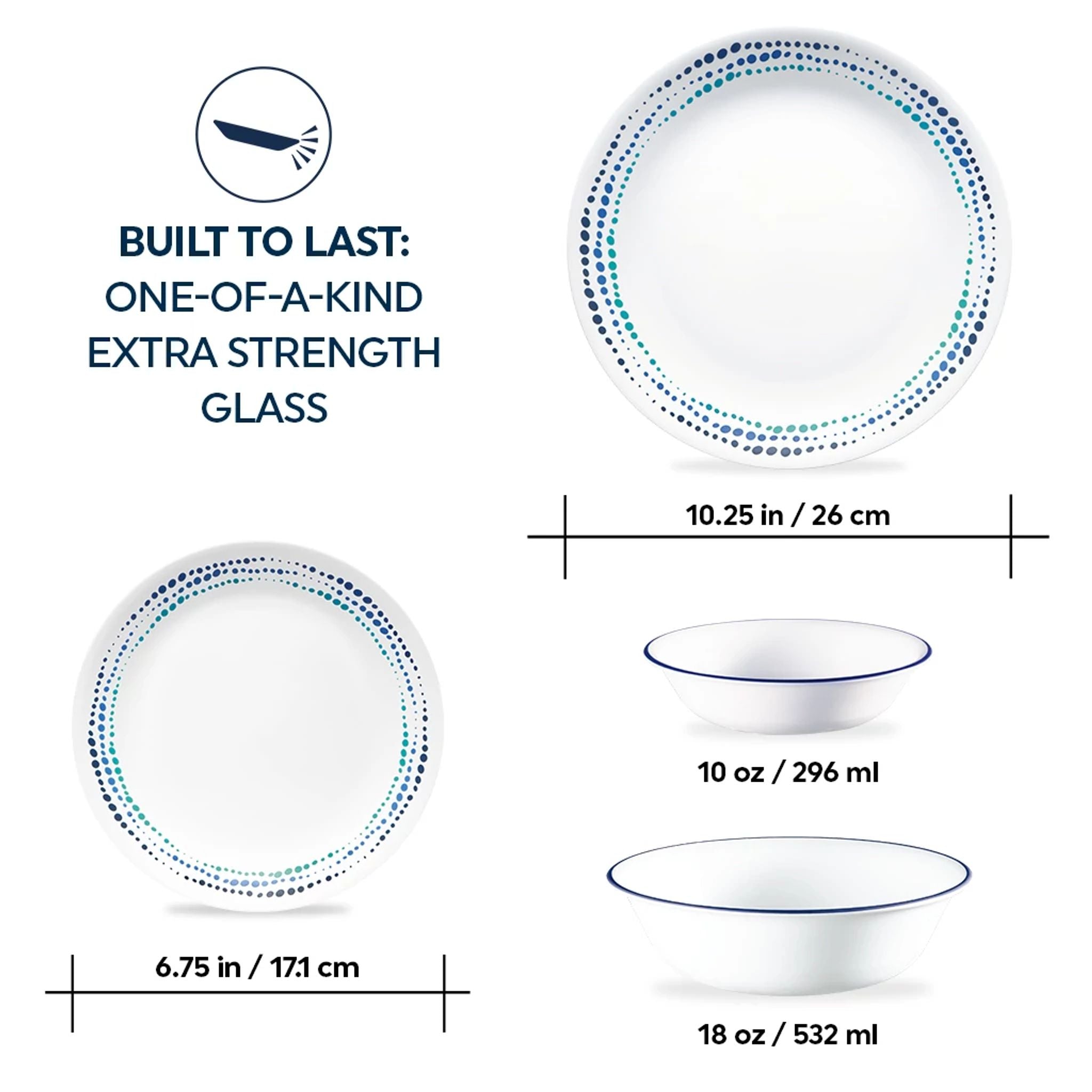 Corelle® Ocean Blues 16-piece Mugless Dinnerware Set, Service for 4 - Image 3