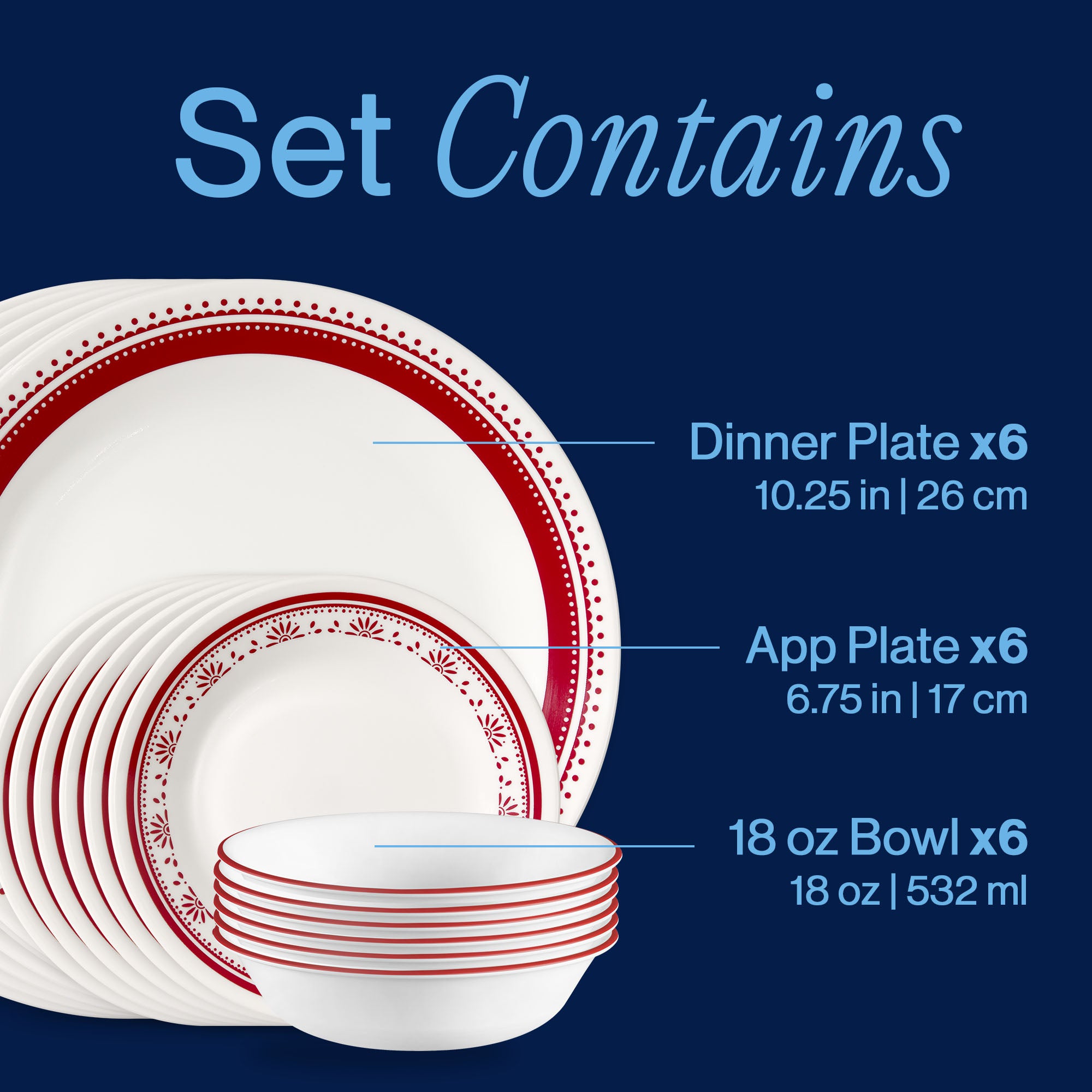 Corelle® Sadie 18-piece Dinnerware Set, Service for 6 - Image 3