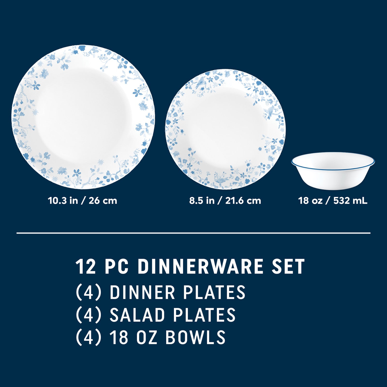 Corelle® Garden Song 12-piece Dinnerware Set, Service for 4 - Image 2