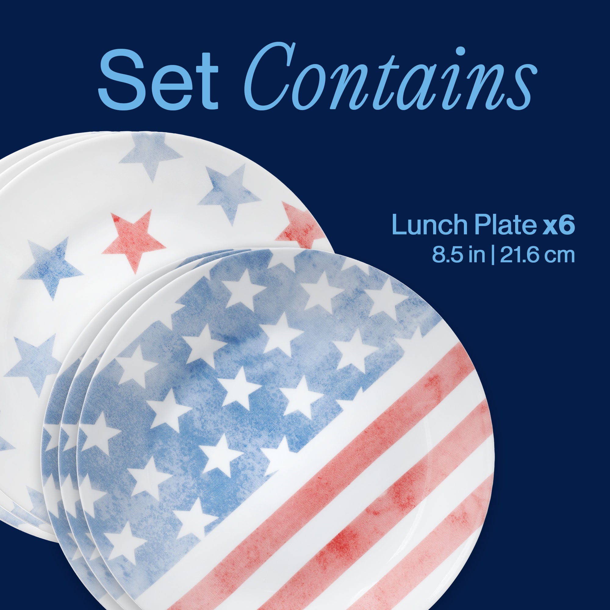 Corelle® Red, White, and Blue 8.5" Lunch Plate, 6-pack - Image 3